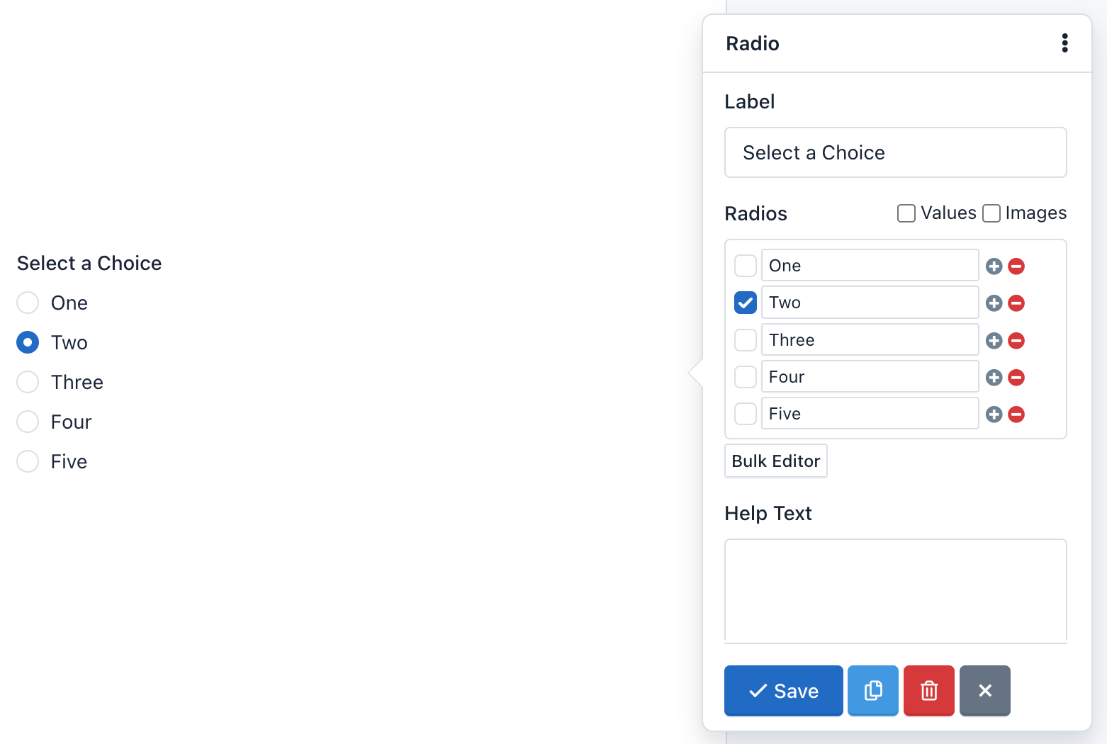 Verso Forms - Form Builder - Radios