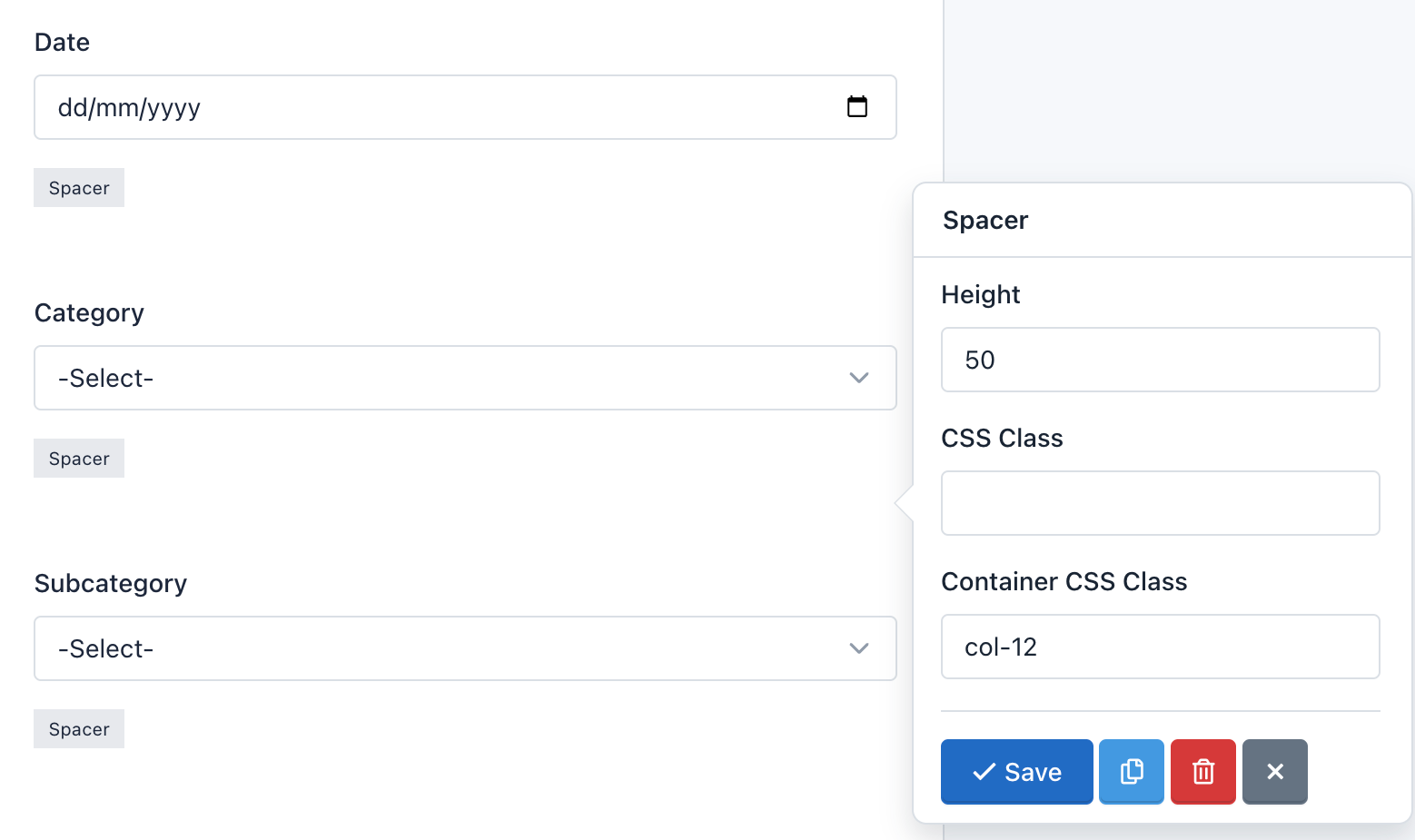 Verso Forms - Form Builder - Spacer