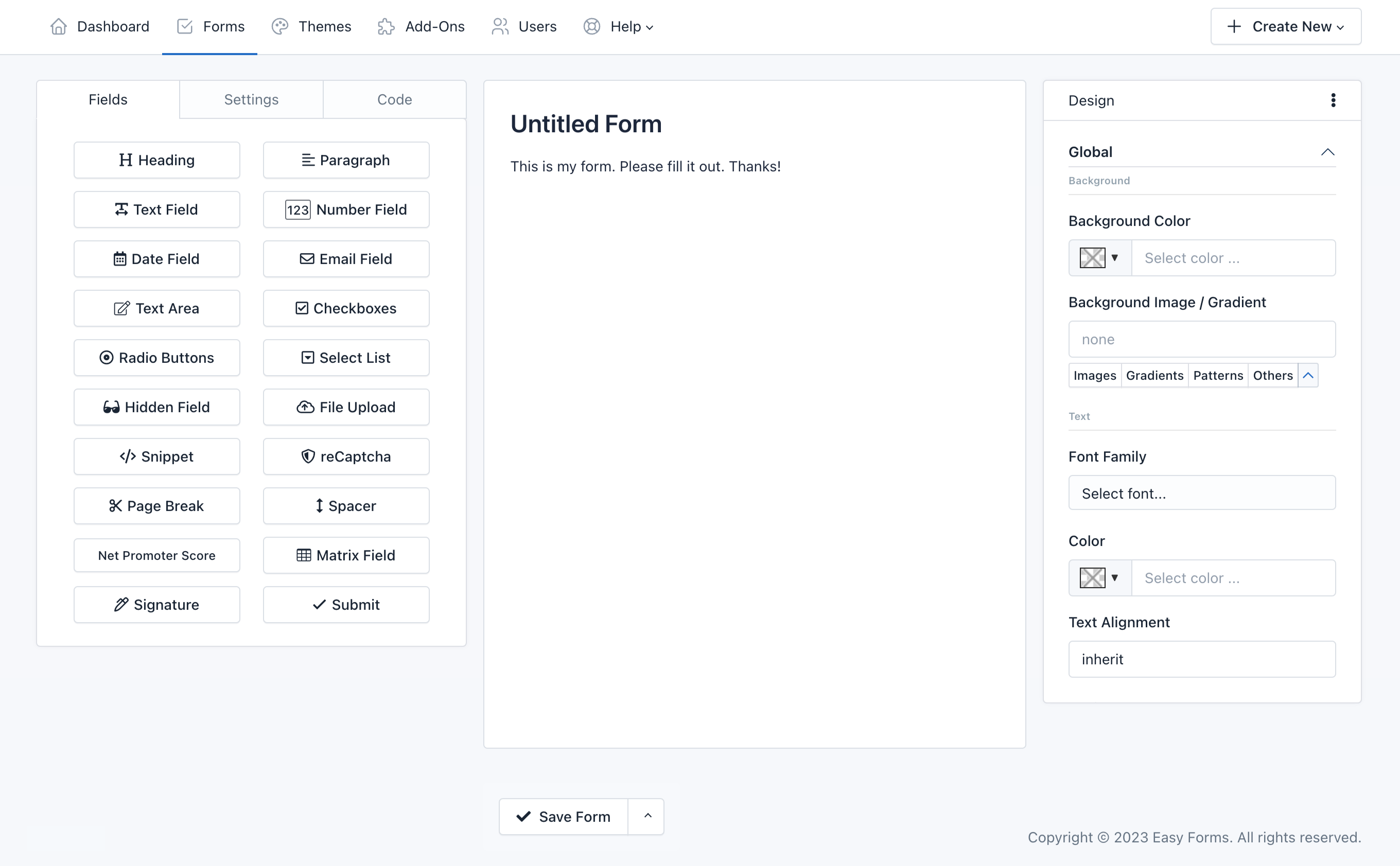 Verso Forms - Form Builder - User Interface