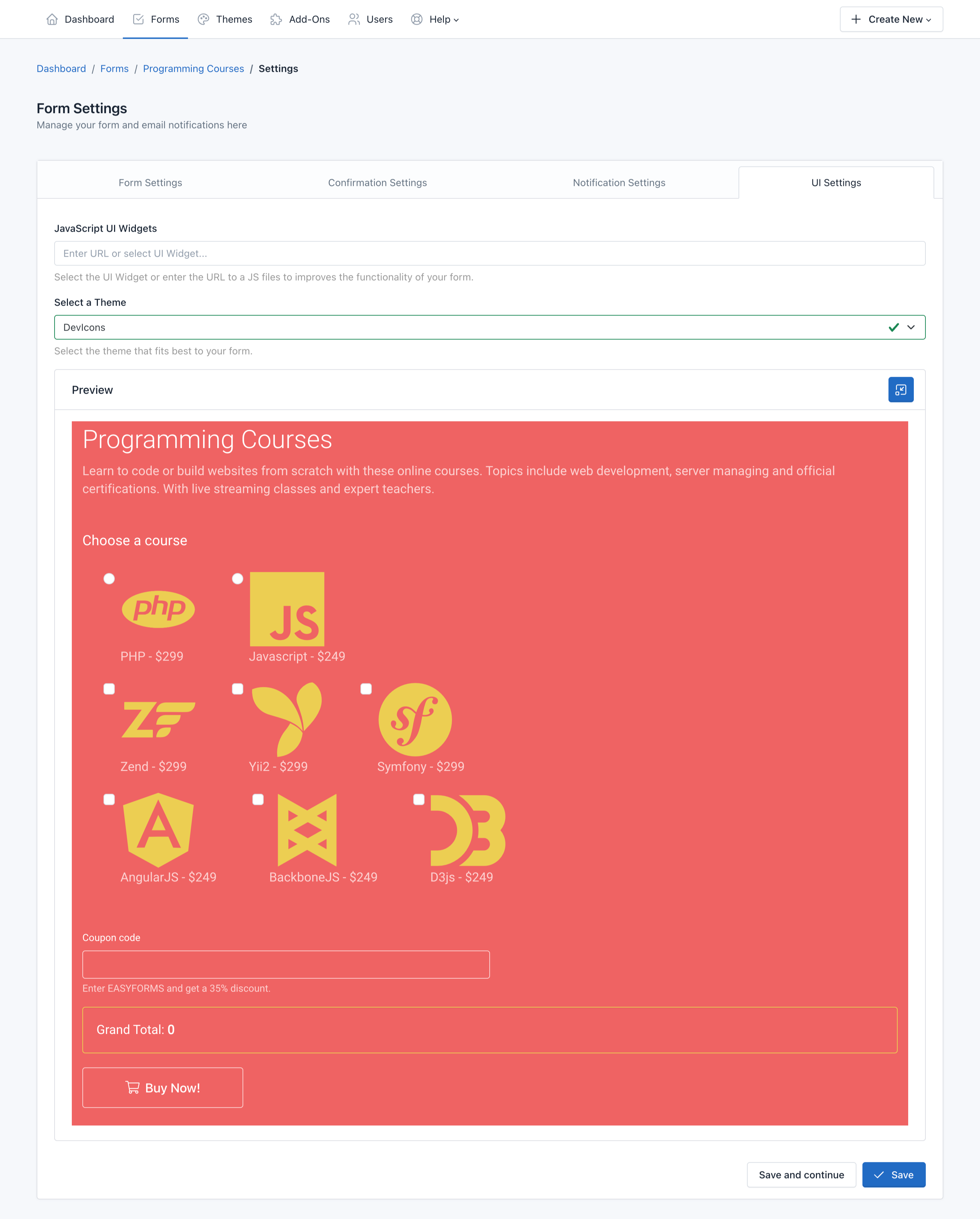 Verso Forms - Apply a theme to the form