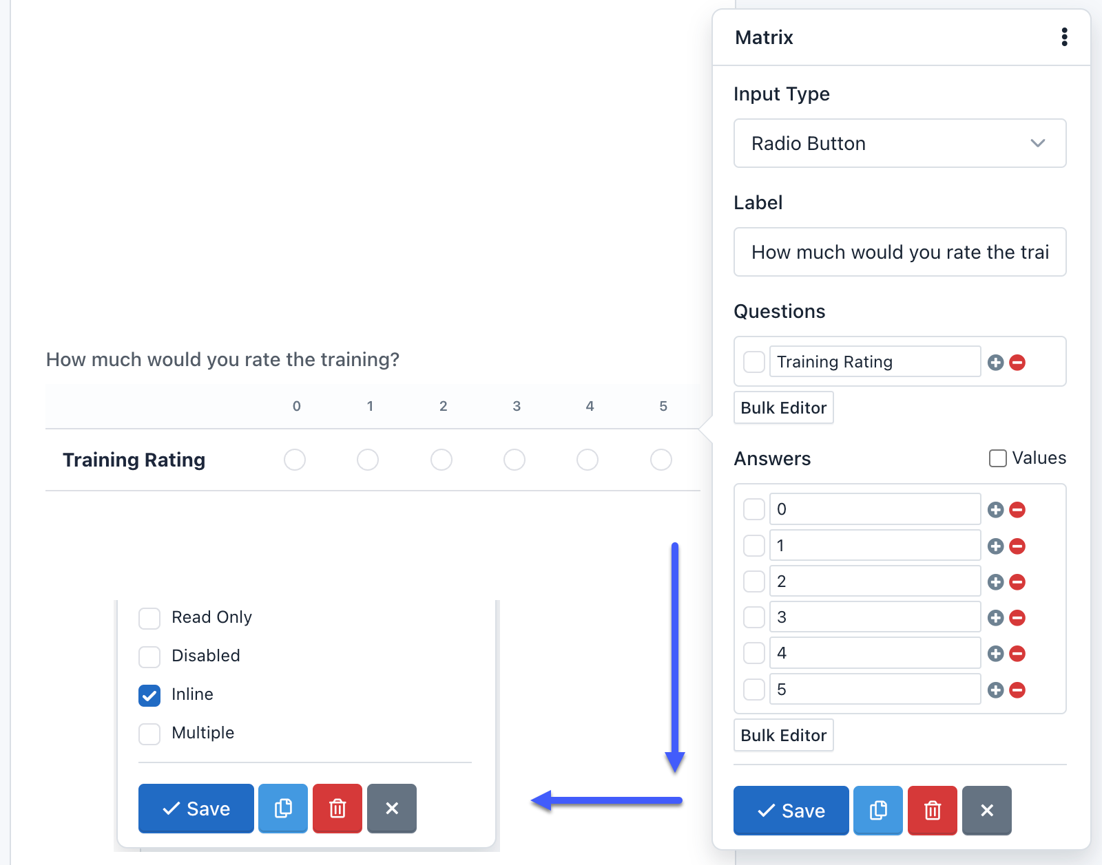 Verso Forms - Form Builder - Matrix Field In Line