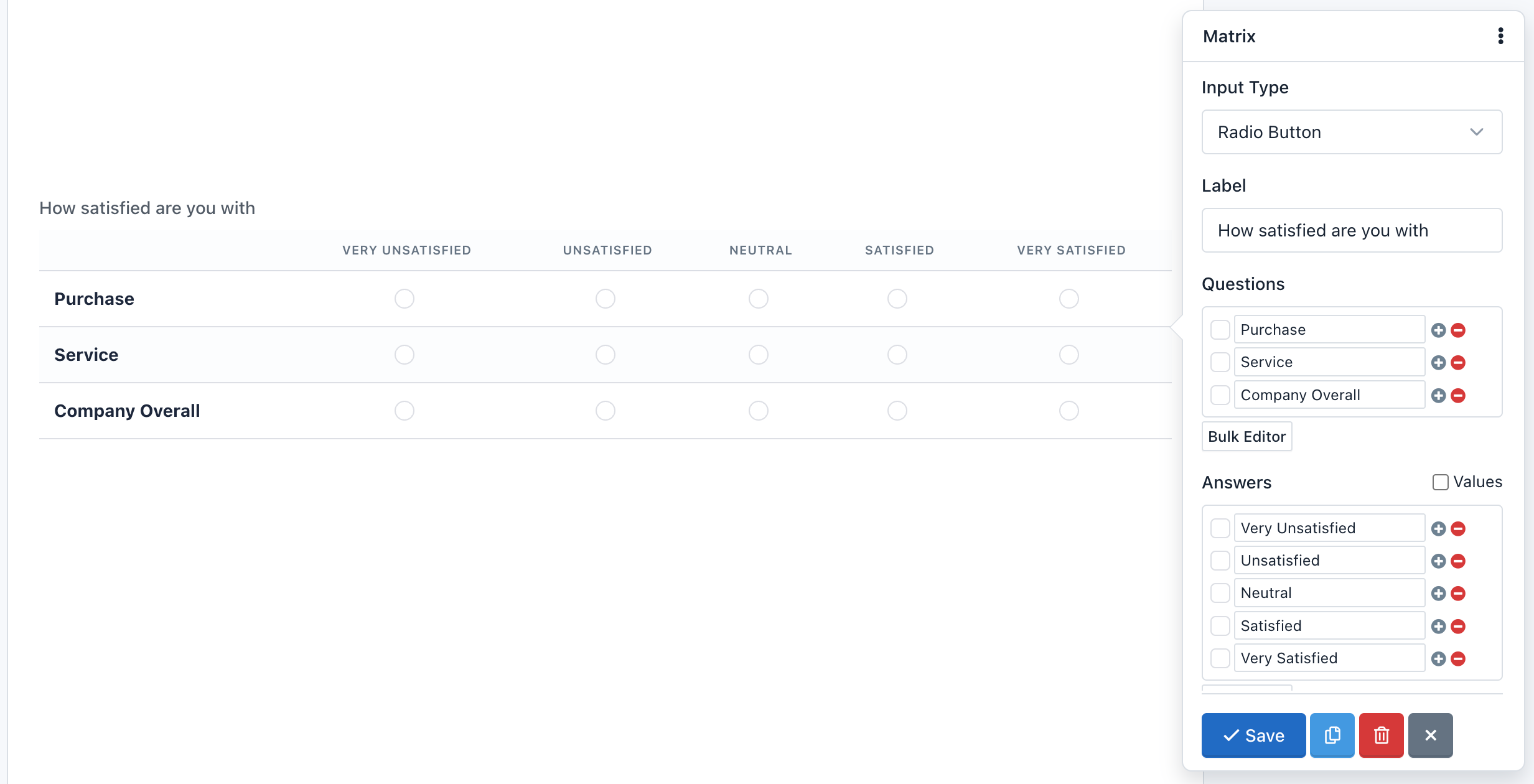 Verso Forms - Form Builder - Matrix Field