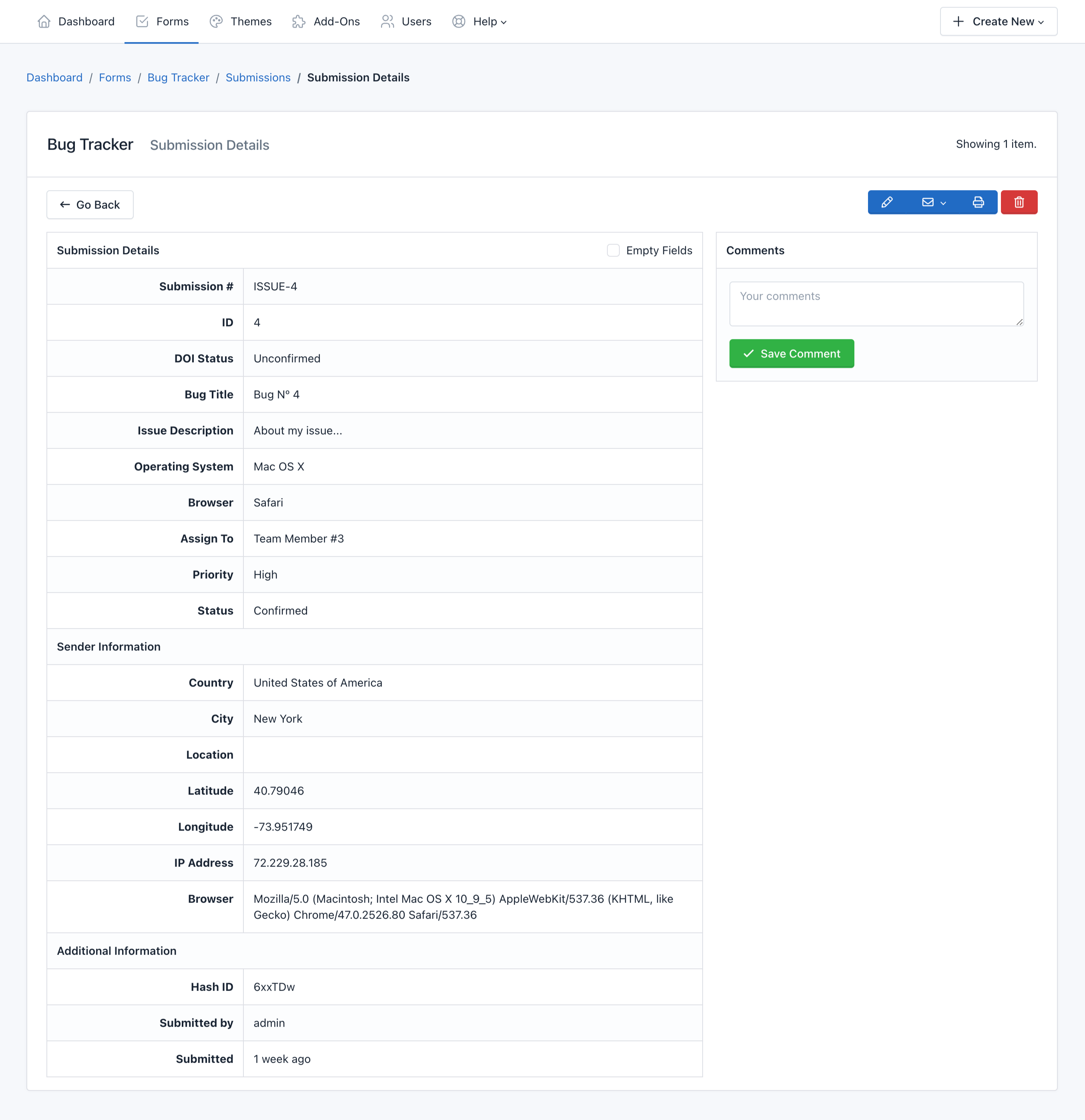 Submission Management - View Record