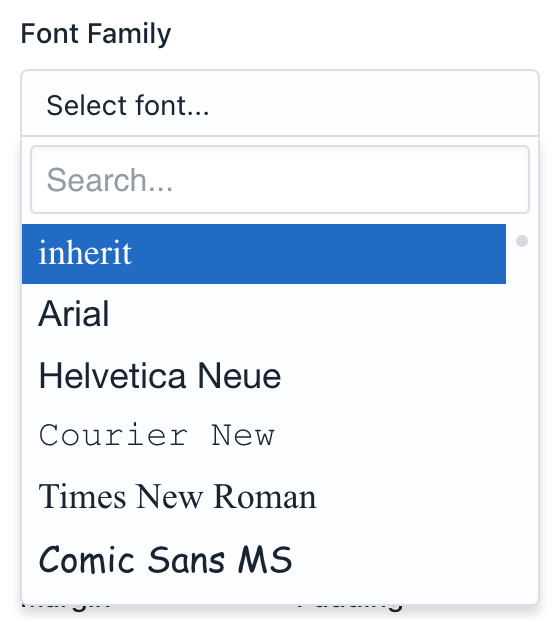 Verso Forms - Theme Designer - Font Selector