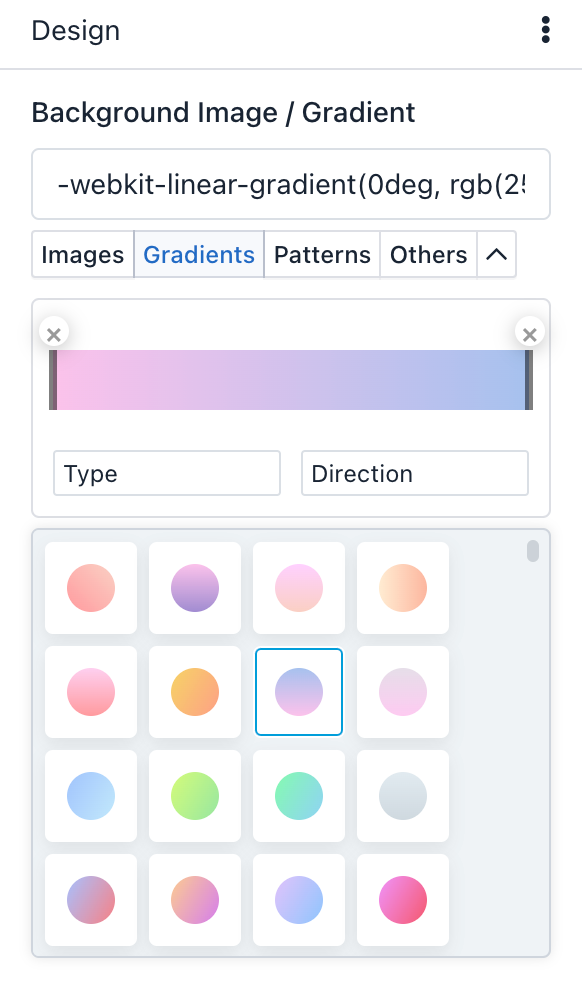 Verso Forms - Theme Designer - Gradient Selector